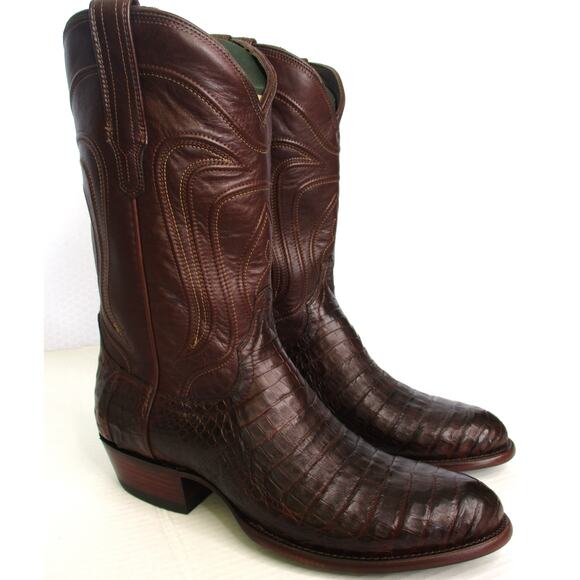 New TECOVAS The Dillon Mahogany Caiman Men's Cowboy Western Boots Sz 12 - Picture 1 of 12